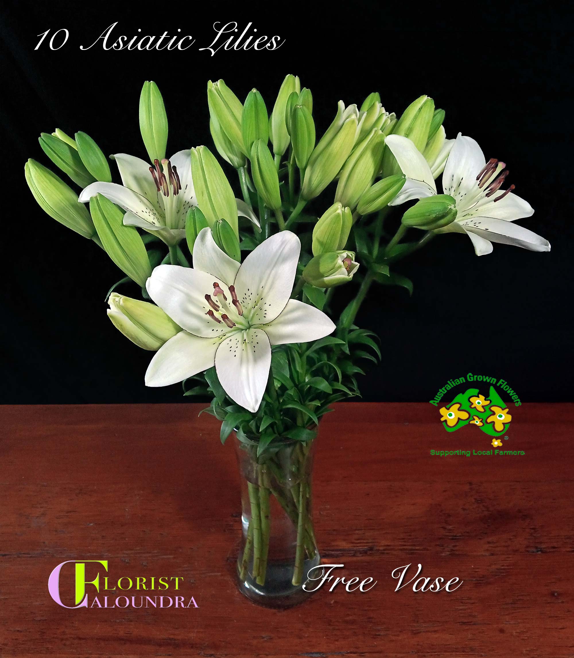 10 Asiatic Lilies in Vase