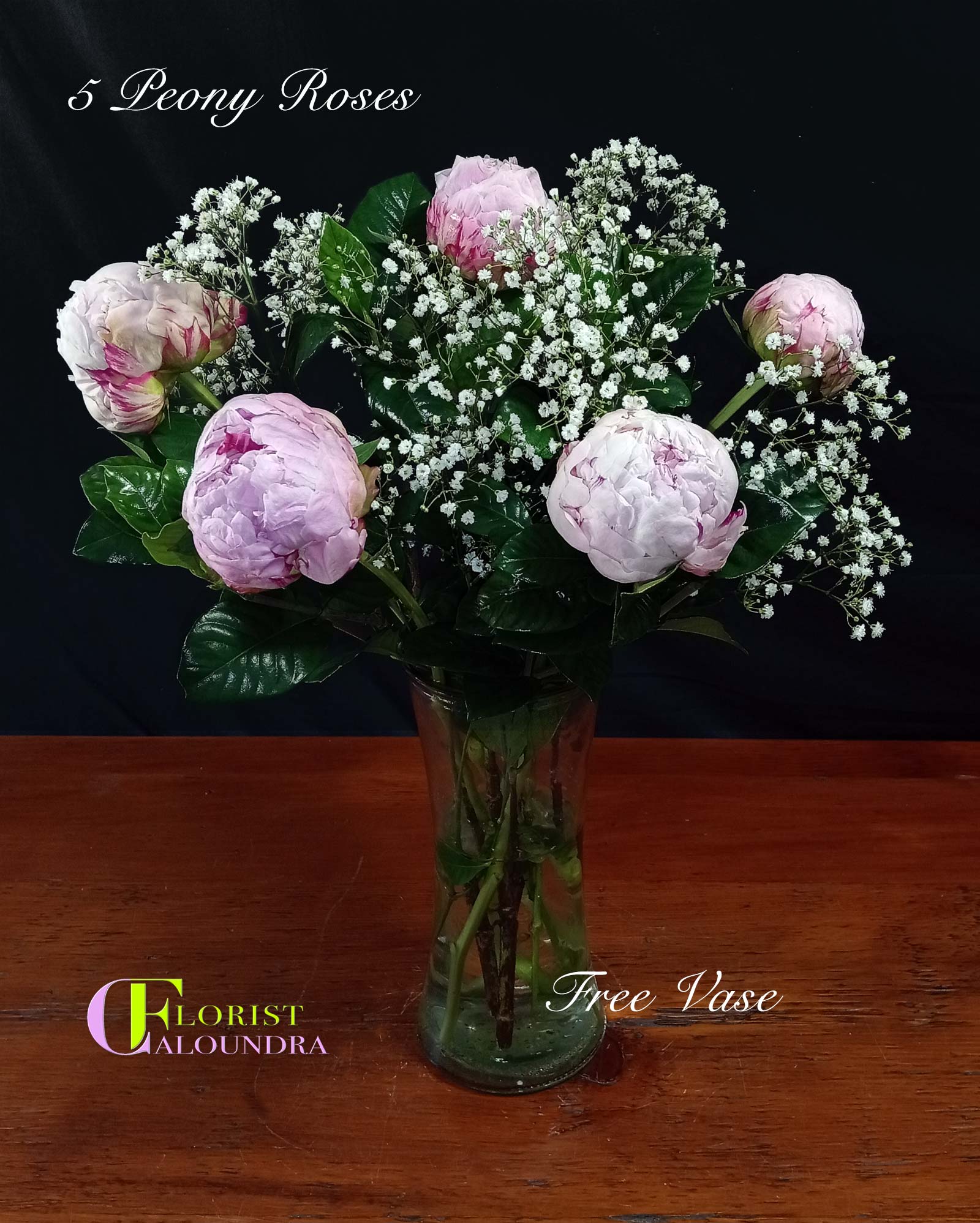 5 PEONY ROSES