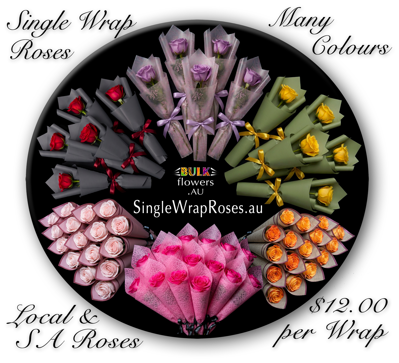 BULK SINGLE WRAP ROSES